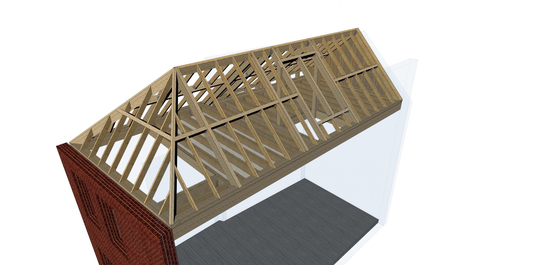 Charpente moderne en plan 3D
